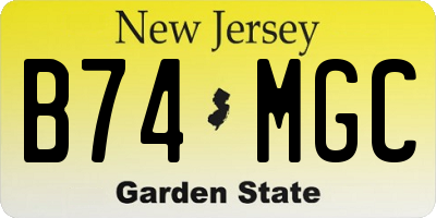 NJ license plate B74MGC
