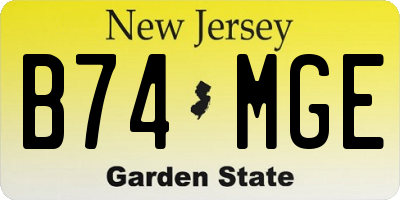 NJ license plate B74MGE