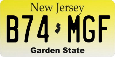 NJ license plate B74MGF