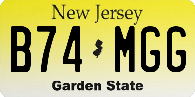 NJ license plate B74MGG