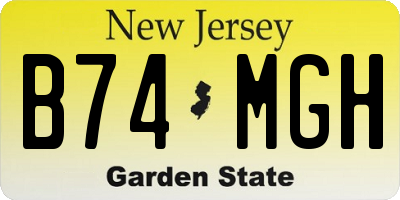 NJ license plate B74MGH