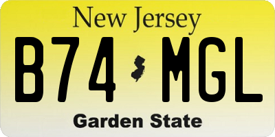 NJ license plate B74MGL