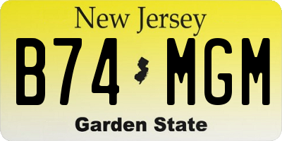 NJ license plate B74MGM