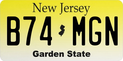 NJ license plate B74MGN
