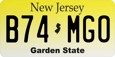 NJ license plate B74MGO