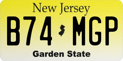 NJ license plate B74MGP