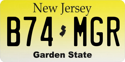 NJ license plate B74MGR