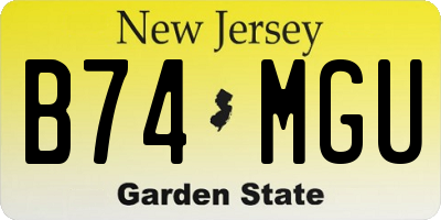 NJ license plate B74MGU