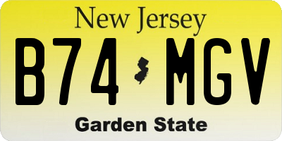 NJ license plate B74MGV