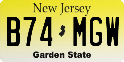 NJ license plate B74MGW