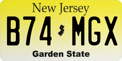 NJ license plate B74MGX