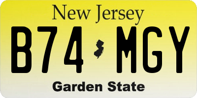 NJ license plate B74MGY