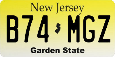 NJ license plate B74MGZ