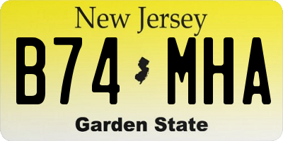 NJ license plate B74MHA