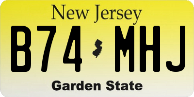 NJ license plate B74MHJ