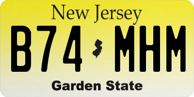 NJ license plate B74MHM