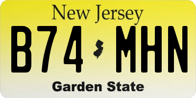 NJ license plate B74MHN