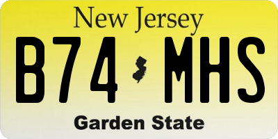 NJ license plate B74MHS