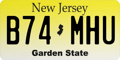 NJ license plate B74MHU