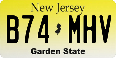NJ license plate B74MHV
