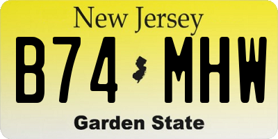 NJ license plate B74MHW