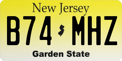 NJ license plate B74MHZ