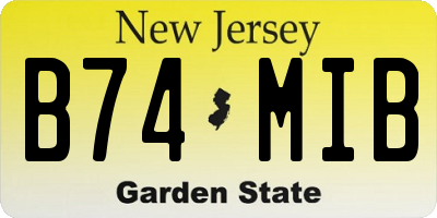 NJ license plate B74MIB