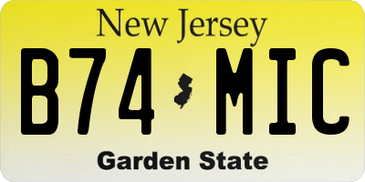 NJ license plate B74MIC