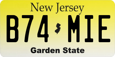 NJ license plate B74MIE