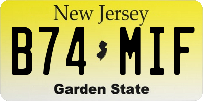 NJ license plate B74MIF