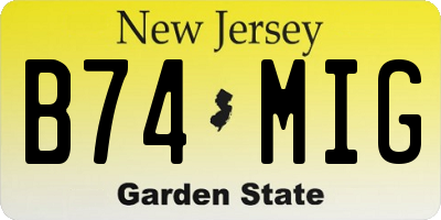 NJ license plate B74MIG