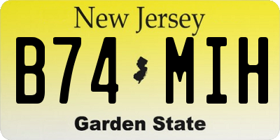 NJ license plate B74MIH
