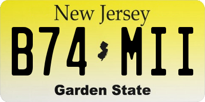 NJ license plate B74MII