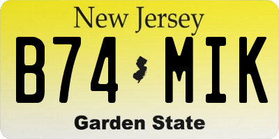 NJ license plate B74MIK