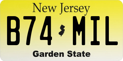 NJ license plate B74MIL