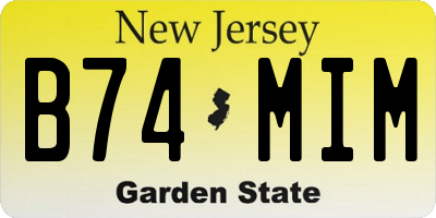 NJ license plate B74MIM