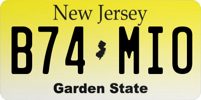 NJ license plate B74MIO