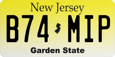 NJ license plate B74MIP
