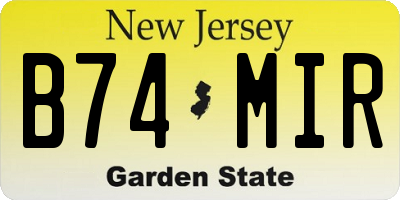 NJ license plate B74MIR