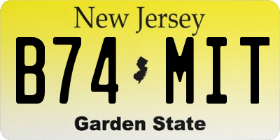 NJ license plate B74MIT