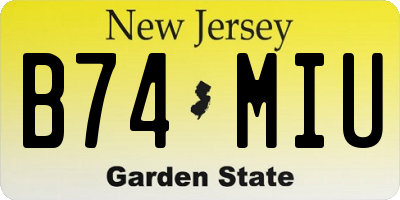 NJ license plate B74MIU