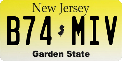NJ license plate B74MIV