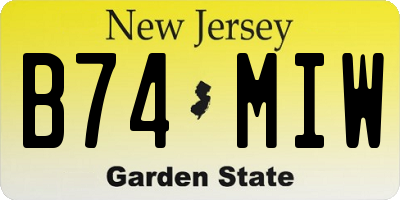 NJ license plate B74MIW