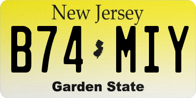 NJ license plate B74MIY