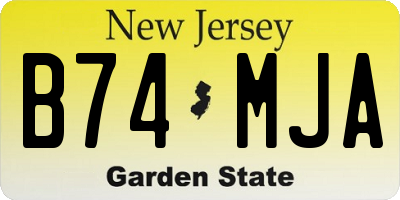 NJ license plate B74MJA