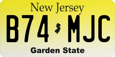 NJ license plate B74MJC