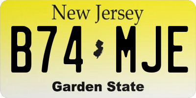 NJ license plate B74MJE