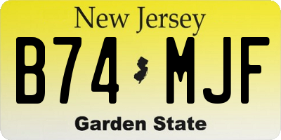 NJ license plate B74MJF