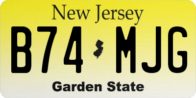 NJ license plate B74MJG