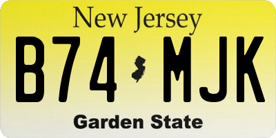 NJ license plate B74MJK